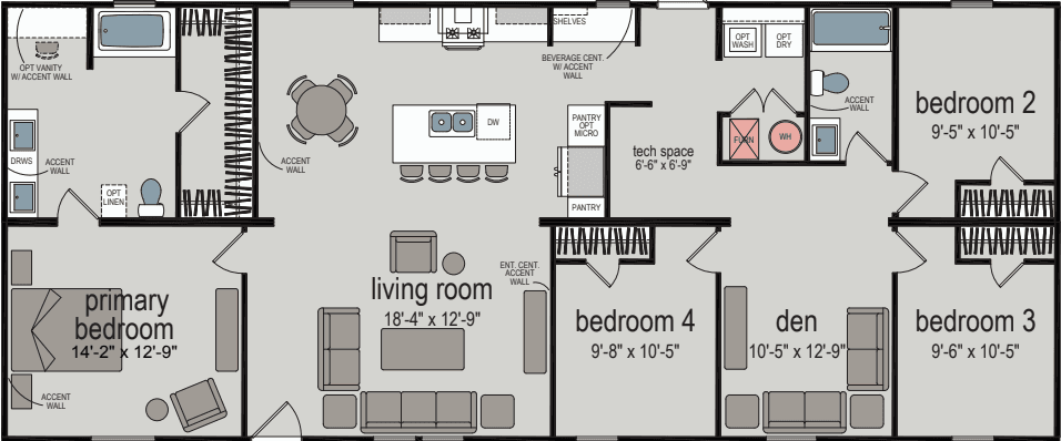 Serenity 1707 floor plan home features